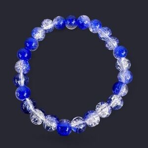 Royal Blue Crackle Glass Bead Bracelet